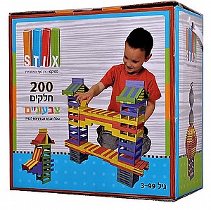 STIX סטיקס 200 חלקים צבעוני מעץ STIX סטיקס 200 חלקים צבעוני מעץ