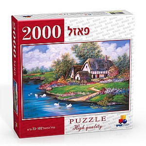 פאזל 2000 חלקים בית על שפת אגם ואווזים פאזל 2000 חלקים בית על שפת אגם ואווזים