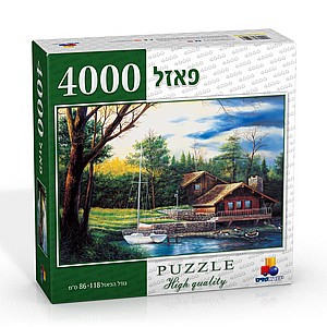 פאזל 4000 חלקים בית לצד אגבם ובו סירה ואווזים פאזל 4000 חלקים בית לצד אגבם ובו סירה ואווזים